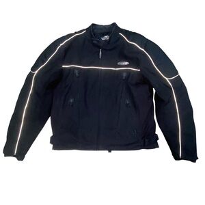 Harley Davidson Jacket Mens FXRG X-Large Black Motorcycle Padded Full Zip, Liner